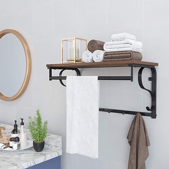 Wooden Shelf with Clothing Hooks LOFT
