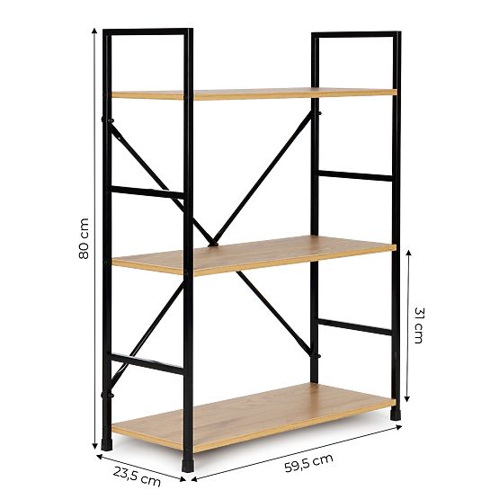 Wooden Shelf with Metal Frame Wide LOFT 3 Shelves