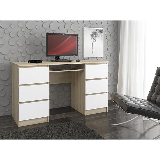 WRITING DESK A-11 CLP 6DRW OAK SONOMA / WHITE