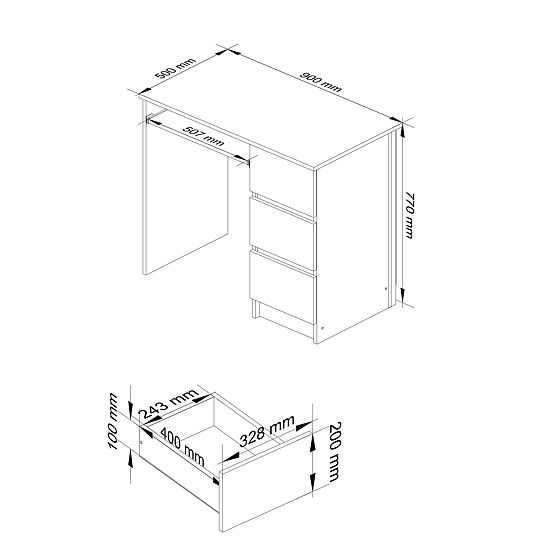 WRITING DESK A-6 CLP CRAFT OAK RIGHT-SIDED