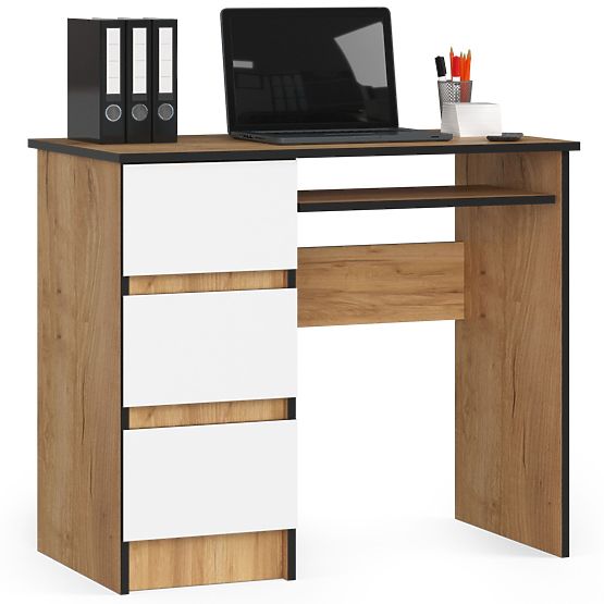 WRITING DESK A-6 CLP OAK CRAFT / WHITE LEFT-SIDED