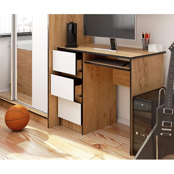 WRITING DESK A-6 CLP OAK CRAFT / WHITE LEFT-SIDED