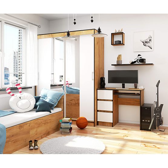 WRITING DESK A-6 CLP OAK CRAFT / WHITE LEFT-SIDED