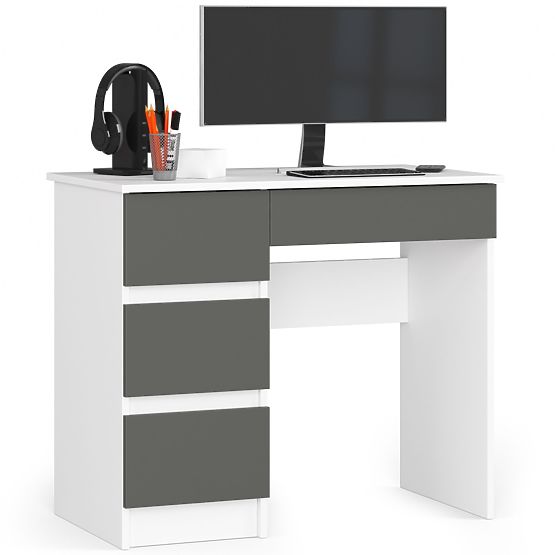 WRITING DESK A-7 CLP PK WHITE / GRAY LEFT-SIDED