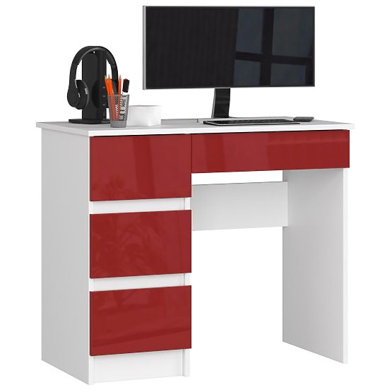 WRITING DESK A-7 CLP RED GLOSS LEFT-SIDED