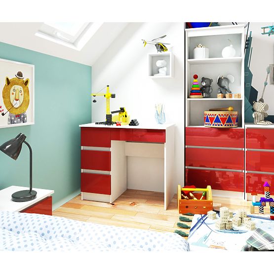 WRITING DESK A-7 CLP RED GLOSS LEFT-SIDED