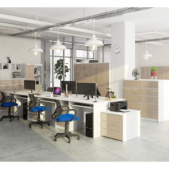 WRITING DESK CLP 135 cm PK WHITE / CAPPUCCINO GLOSS