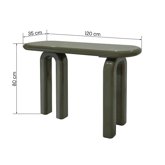 Writing Desk/Console Flambe 120 cm, Green/Grey, Glossy