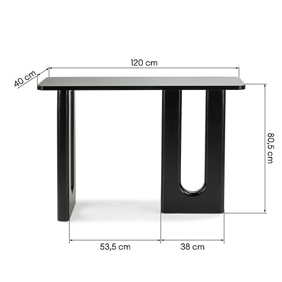 Writing Desk/Console Lichi 120 cm, Black, Arches