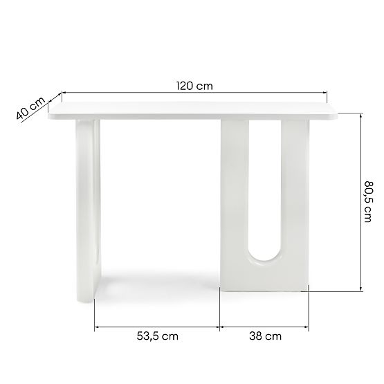 Writing Desk/Console Lichi 120 cm, White, Arches