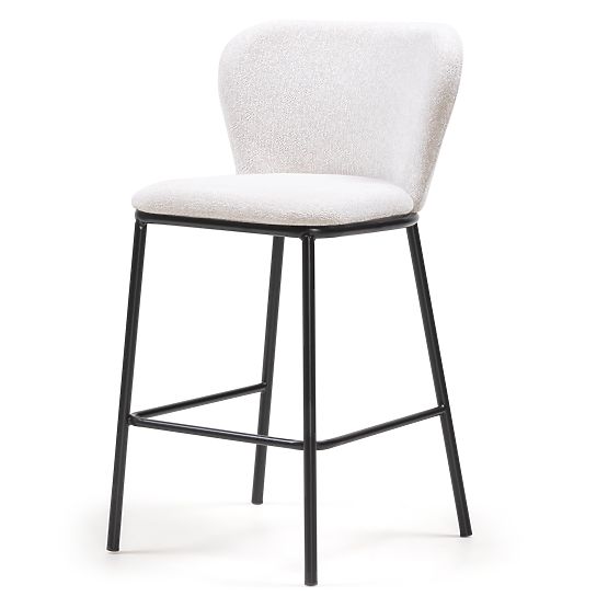 Yasmin II Bar Stool, Ecru/Black Legs
