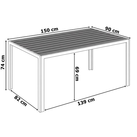 ZENON 150x90 cm Aluminum Garden Table