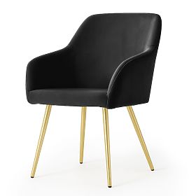 4x Velvet Upholstered Smooth Chair Black ESTELLE Gold Legs