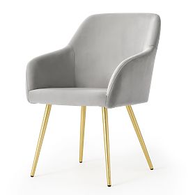 4x Velvet Upholstered Smooth Chair Gray ESTELLE Gold Legs