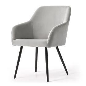 6x Velvet Upholstered Smooth Chair Gray ESTELLE Black Legs