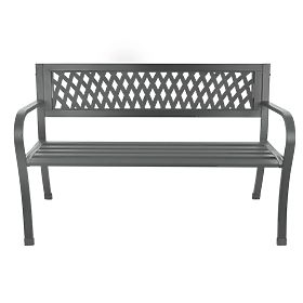 Ajour Garden Bench with Backrest Park Style for Terrace Balcony Metal Frame Graphite, LONGWELL INDUSTRIAL LTD