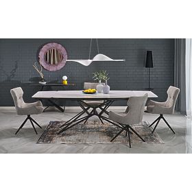 ALFREDO Extendable Table, White Marble / Black (2p=1pc), Halmar