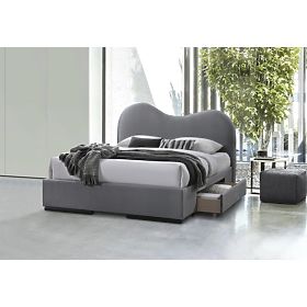 AMBER 160 Bed with Drawers in Grey Velvet (3p=1pc), Halmar