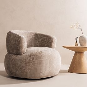 Ambi Swivel Chair Beige, Rounded Shapes, lectus