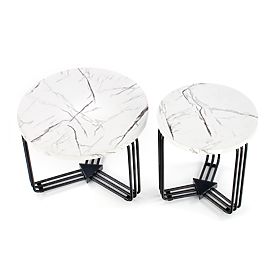 ANTICA M conference table top - white marble, frame - black (2p=1pc), Halmar