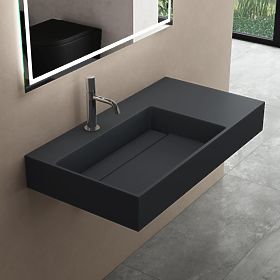 Archi 75 CM Matte Gray Conglomerate Washbasin, Rea