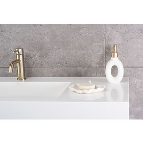 Archi 75 CM White Conglomerate Washbasin, Rea
