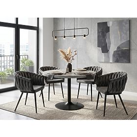 Aston Velvet Graphite Knitted Velvet Chair