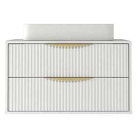 Avila 2.0 Cabinet for Countertop Sink, 80 cm, Grooved, Gold Handles, White
