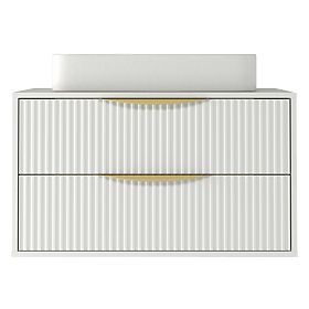 Avila 2.0 Cabinet for Countertop Sink, 80 cm, Grooved, Gold Handles, White