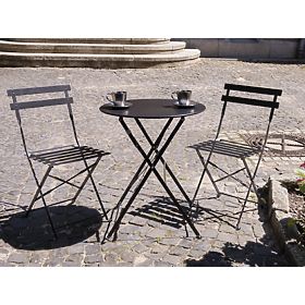 Balcony Furniture Set (2 x Folding Chairs + Table) SEMPLICI Steel Black