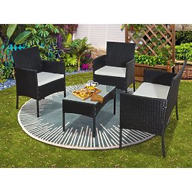 Balcony Set Made of Technorattan (Sofa + 2 x Armchair + Table) COMODO Black
