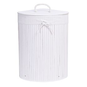 Bamboo Corner Laundry Basket with White Lid