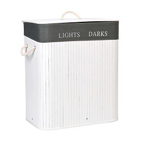 Bamboo Laundry Basket 2 Compartments White-Grey
