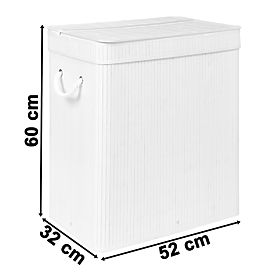 Bamboo Laundry Basket with Lid 100L White