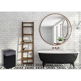 Bamboo Laundry Basket with Lid 80L Black-Grey