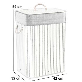 Bamboo Laundry Basket with Lid 80L White-Grey