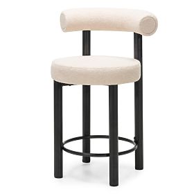 Bar Stool Pedro, Beige/Black Legs, Boucle, lectus