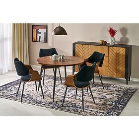 BARRY round table, top - walnut, legs - black (1p=1pc), Halmar