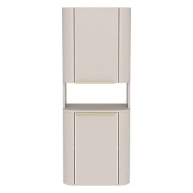 Bathroom Cabinet, Bassa Column in Cashmere, Gold Handles, Rounded