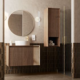 Bathroom Cabinet, Low Column Pezzo Walnut, Grooved