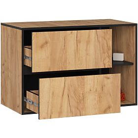 BATHROOM CABINET UNDER SINK VAMI W90 2SZ 2P OAK CRAFT / BLACK
