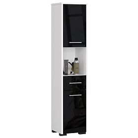 BATHROOM SHELF FIN COLUMN 30 2D 1SZ 1W 140cm PK BLACK GLOSS