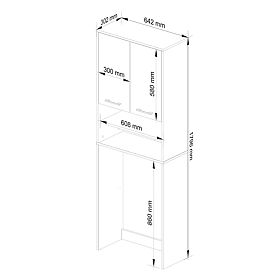BATHROOM SHELF FIN OVER WASHING MACHINE WHITE / METALLIC GLOSS