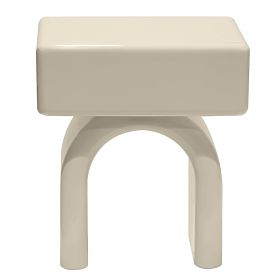 Bedside Table with Drawer Blush, Cream White, Glossy, Arched Shape