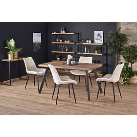 BERLIN Extendable Table 140-180 cm, Top - Walnut, Frame - Black (2p=1pc), Halmar
