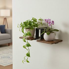 Black Loft Plant Stand FERNANDO RUSTIC Old Oak