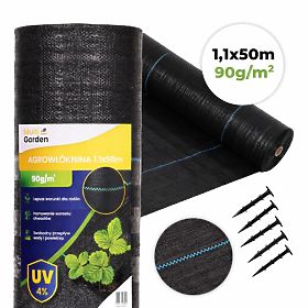 Black UV 90g Weed Control Fabric 1.1x50m with MultiGarden Pegs, MultiGarden