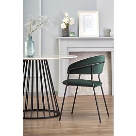 BRODWAY Tabletop - White Marble, Leg - Black