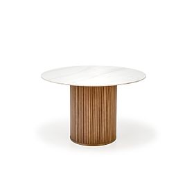 BRUNO Round Table, White Marble / Walnut (2p=1pc), Halmar