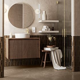 Cabinet for Countertop Sink Pezzo 80 cm, Walnut, Grooved